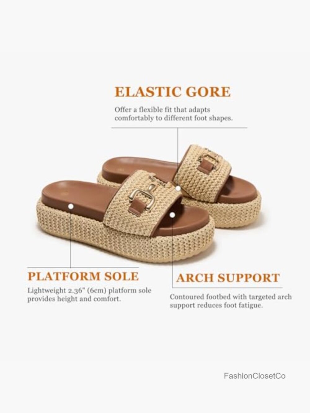 Women's Raffia Platform Sandals Woven Straw Espadrilles Slip On Slides - Picture 5 of 7
